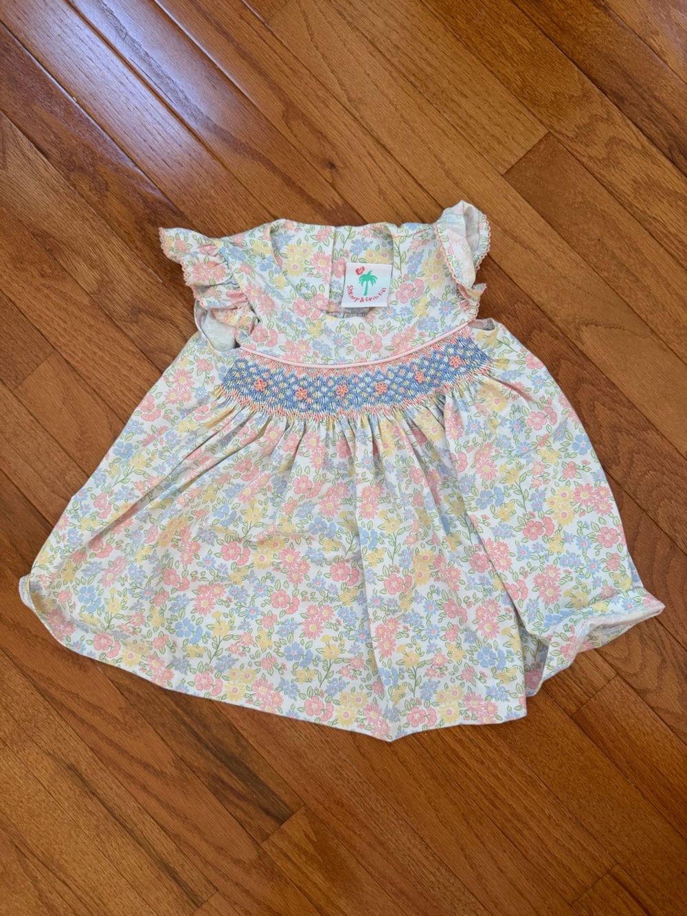 Smocked Floral Summer Dress - Pastel Multi